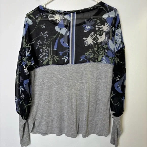 Anthropologie Tiny The Raye Top  Gray with Black Floral - Picture 4 of 8